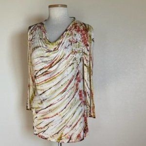 REBA Rayon Spandex Embellished Print Knit Top sz M